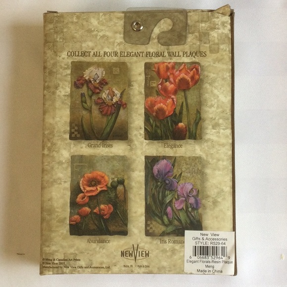 Elegant Floral Wall Plaques, set of 4 - Picture 6 of 7